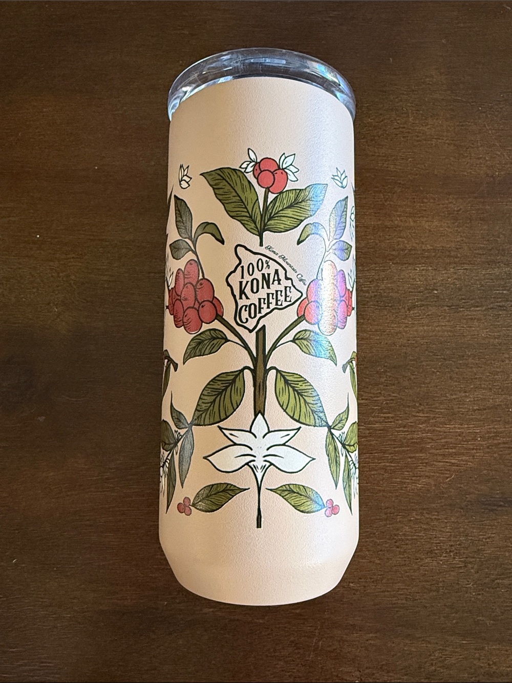 Big Island Cream Floral Insulated Travel Tumbler - 100% kona coffee print - Picture 2 of 5